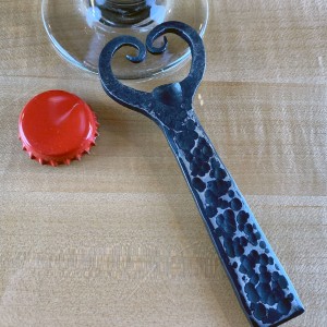 forged heart bottle opener