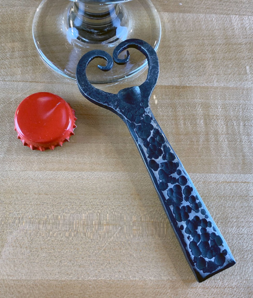 hand-forged heart bottle opener