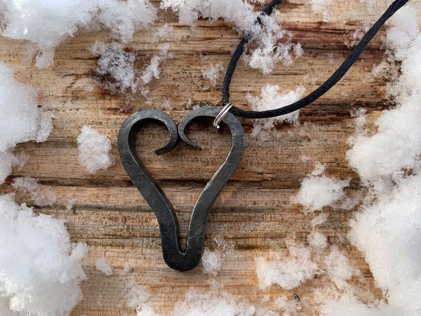 forged heart pendant
