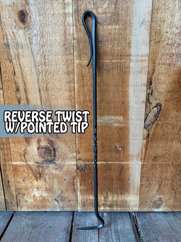 reverse twist fire poker with pointed tip