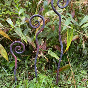 rusty fiddlehead garden ornaments