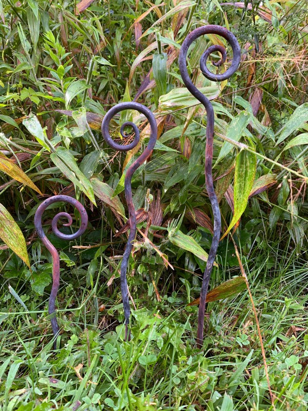 rusty fiddlehead garden ornaments