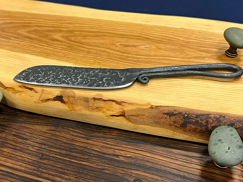 rustic hand-forged cheese knife