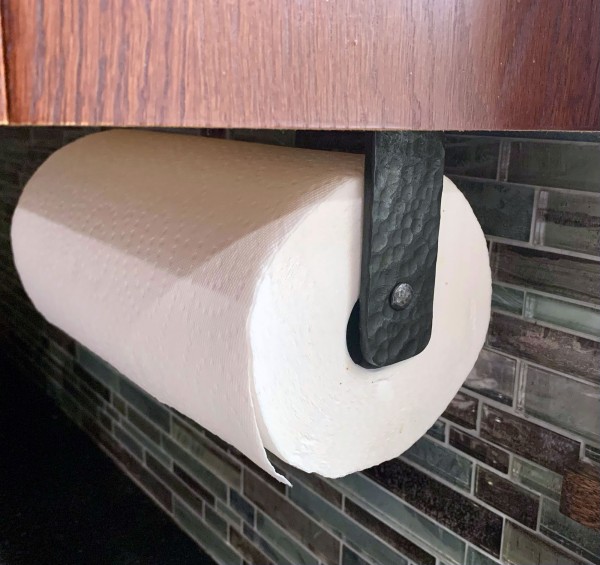 hand-forged under cabinet paper towel holder