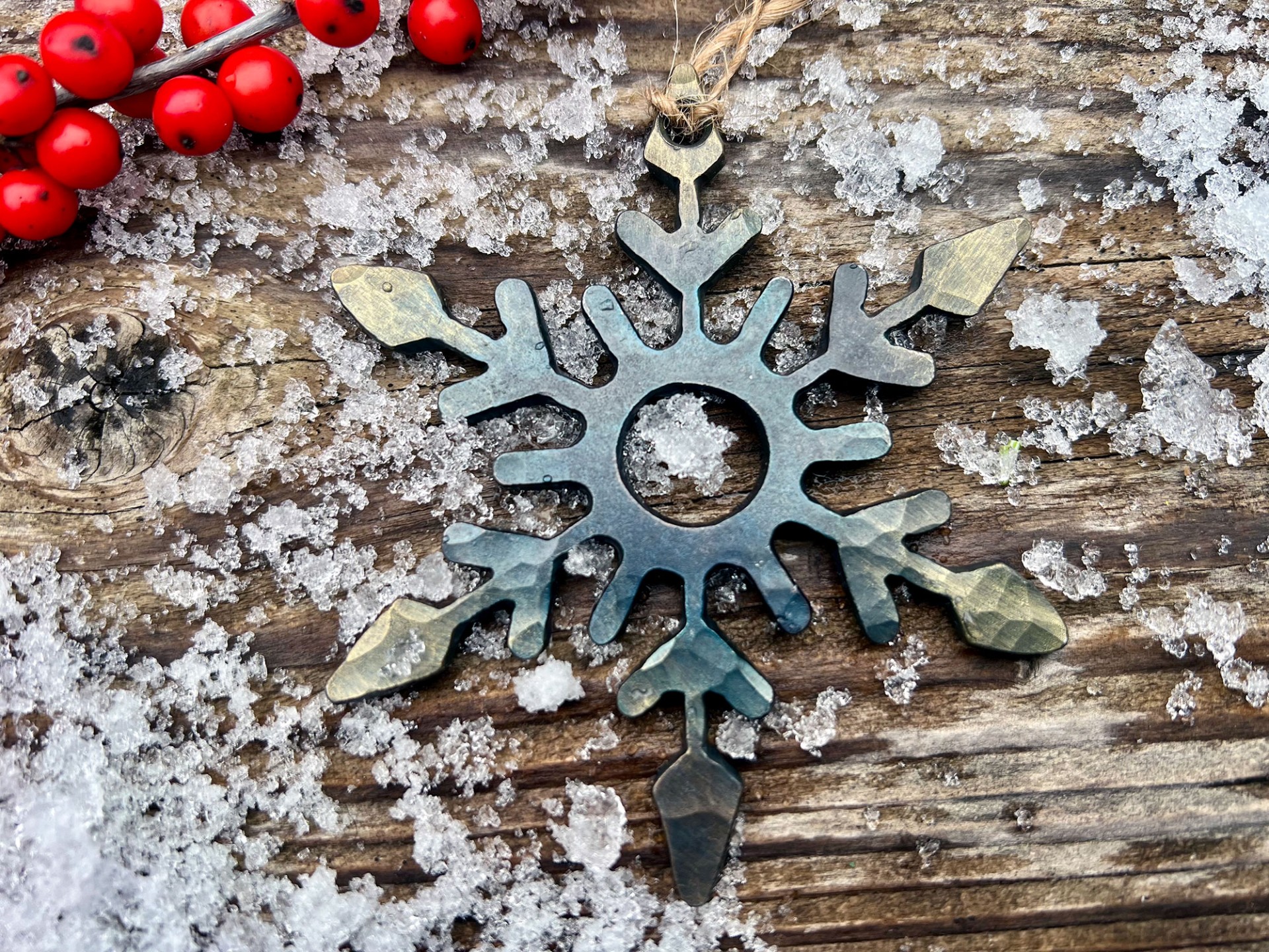 hand-forged snowflake ornament